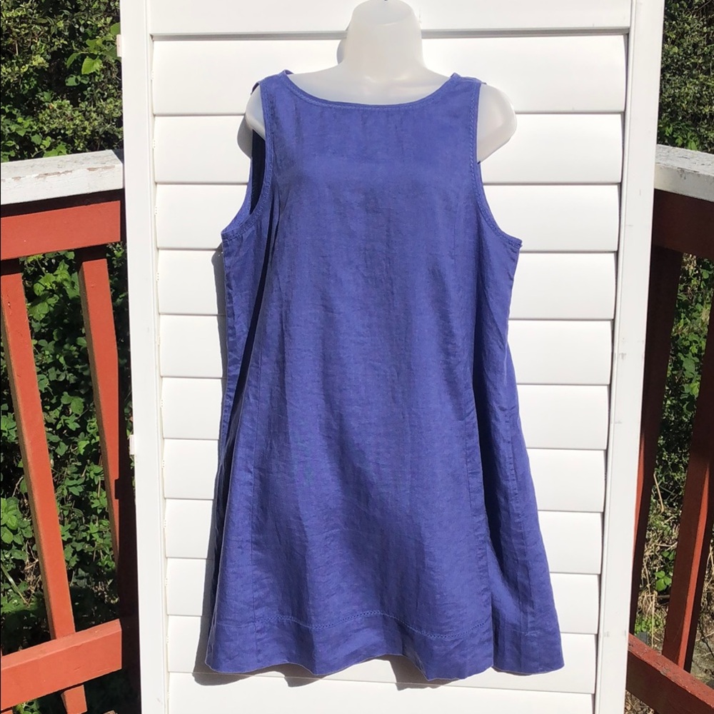 NWT Love Linen J. Jill Blue Sleeveless Casual Dress - Picture 3 of 15